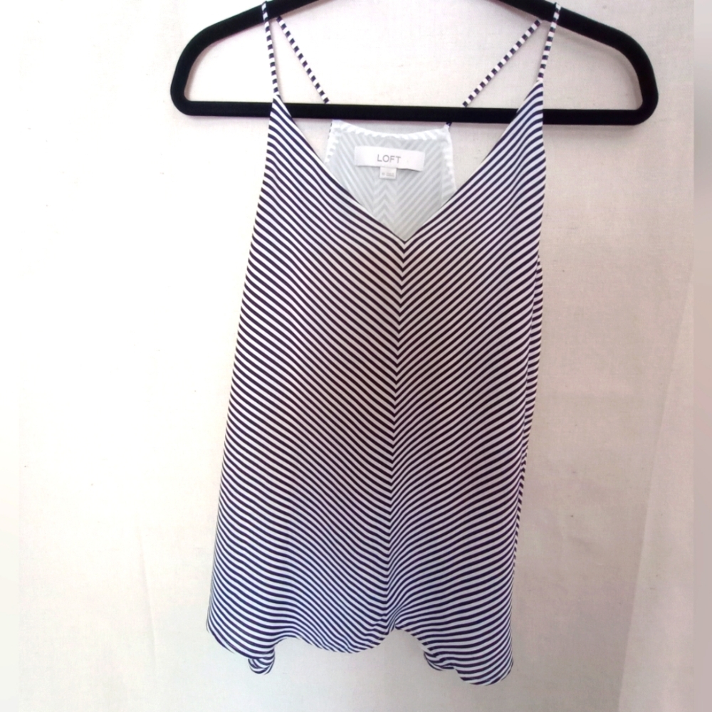 LOFT Black and White Sleeveless Camisole Tank XS